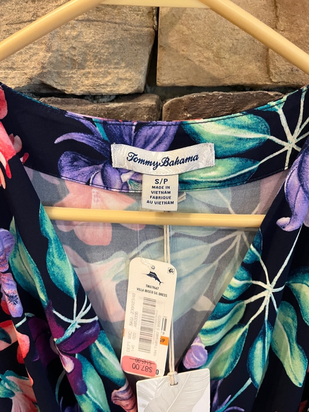 Tommy Bahama Navy Tropical Floral Wrap Dress - Picture 2 of 4